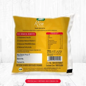 Rice bran oil 500ml back